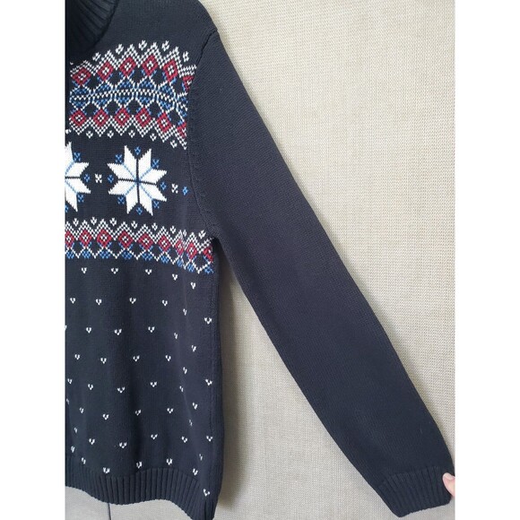 Chaps Boy's Cotton Fair Isle Snowflake Mock Neck Pullover Sweater Size XL 18-20 - Picture 2 of 8